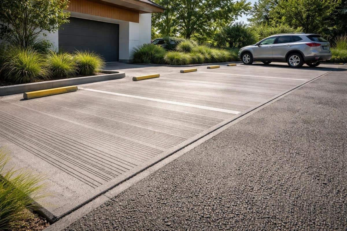 béton brossé parking extérieur usage intensif antidérapant dalle armée aménagement maison