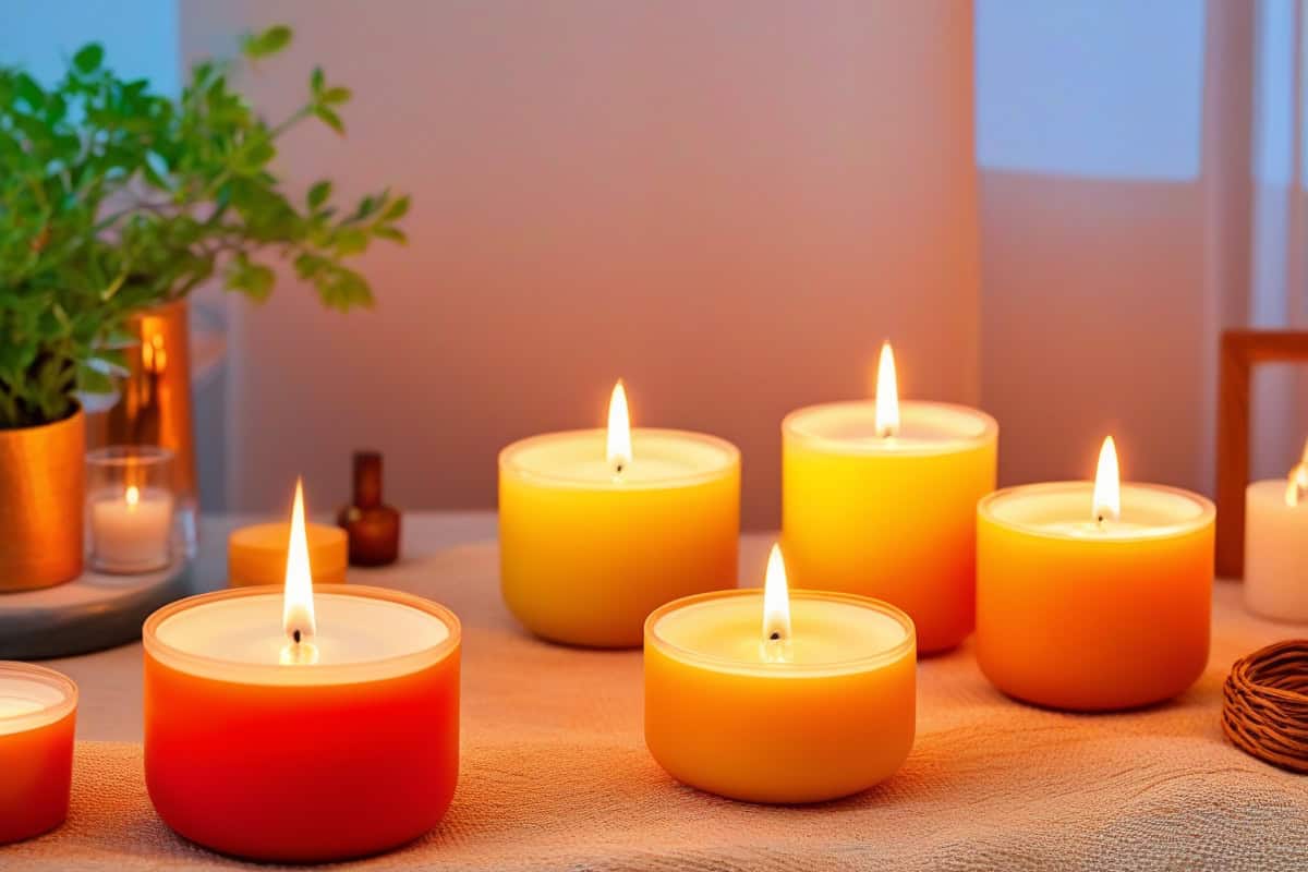 bougie en cire de soja dans contenant céramique Maison Balzac déco salon cocooning avec bougies