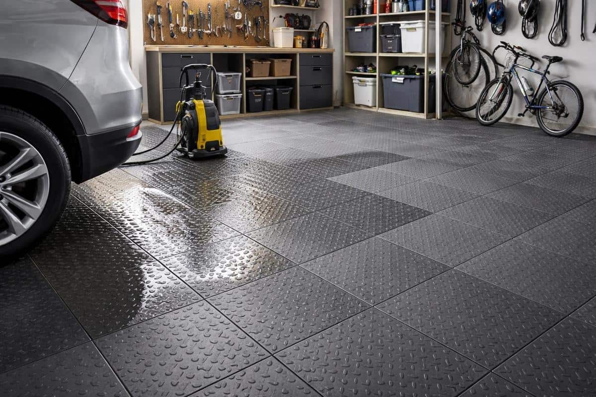 dalles PVC clipsables antidérapantes R11 texturées pour sol de garage familial