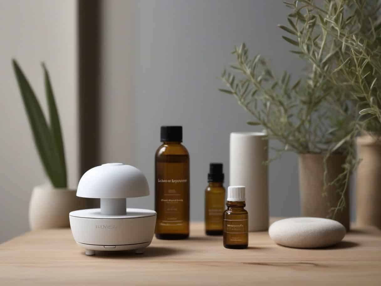diffuseur ultrasonique aromathérapie huiles essentielles et enceinte étanche musicothérapie pour atmosphère sensorielle spa intérieur maison