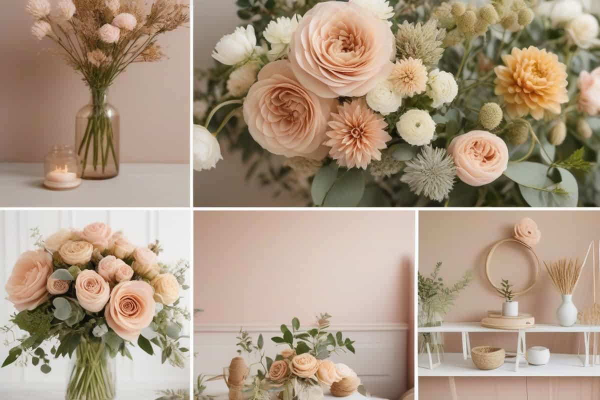 fleurs séchées teintées blush ocre vert sauge déco salon cocooning tendance 2024 2025