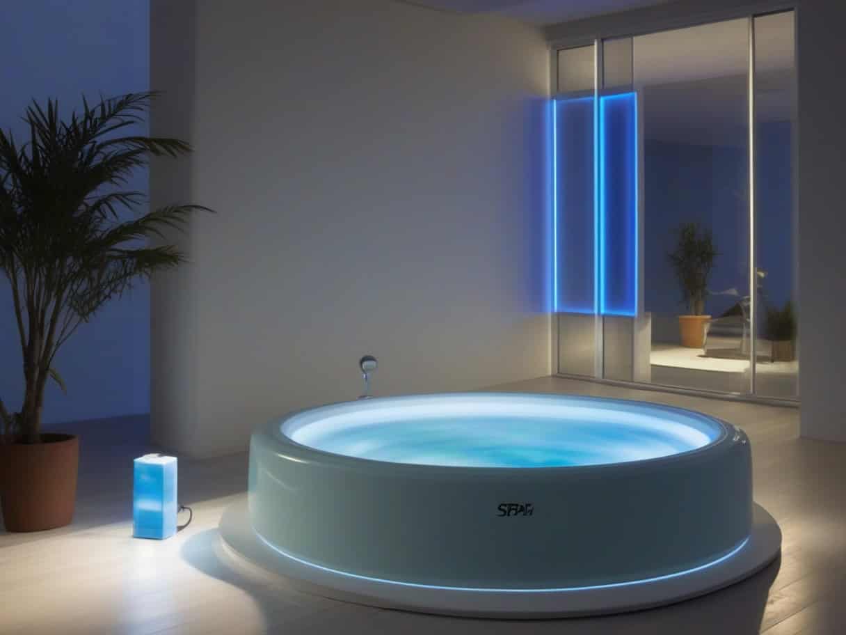 ruban LED chromothérapie IP67 intégré cuve spa intérieur jacuzzi maison lumière colorée bleue verte