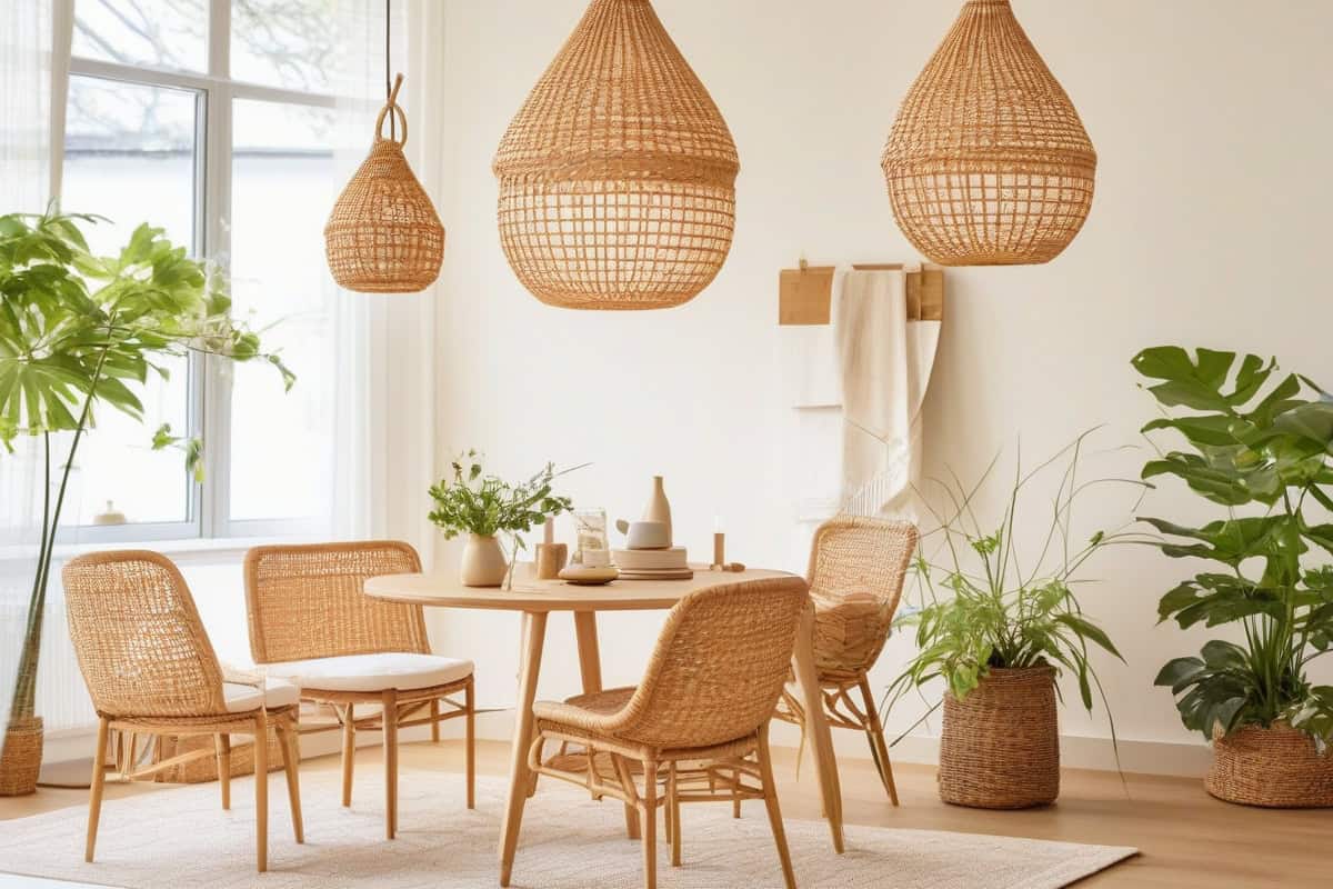 Suspension en rattan naturel 80 cm Ay Illuminate ou Bloomingville, salon cocooning style scandinave chaleureux
