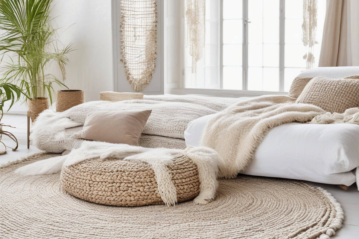 tapis berbère Ferm Living Madam Stoltz laine crème salon cocooning naturel