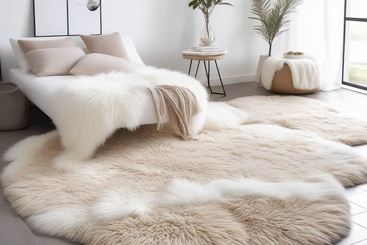 tapis shaggy laine naturelle épaisse salon cocooning douillet idée déco cosy