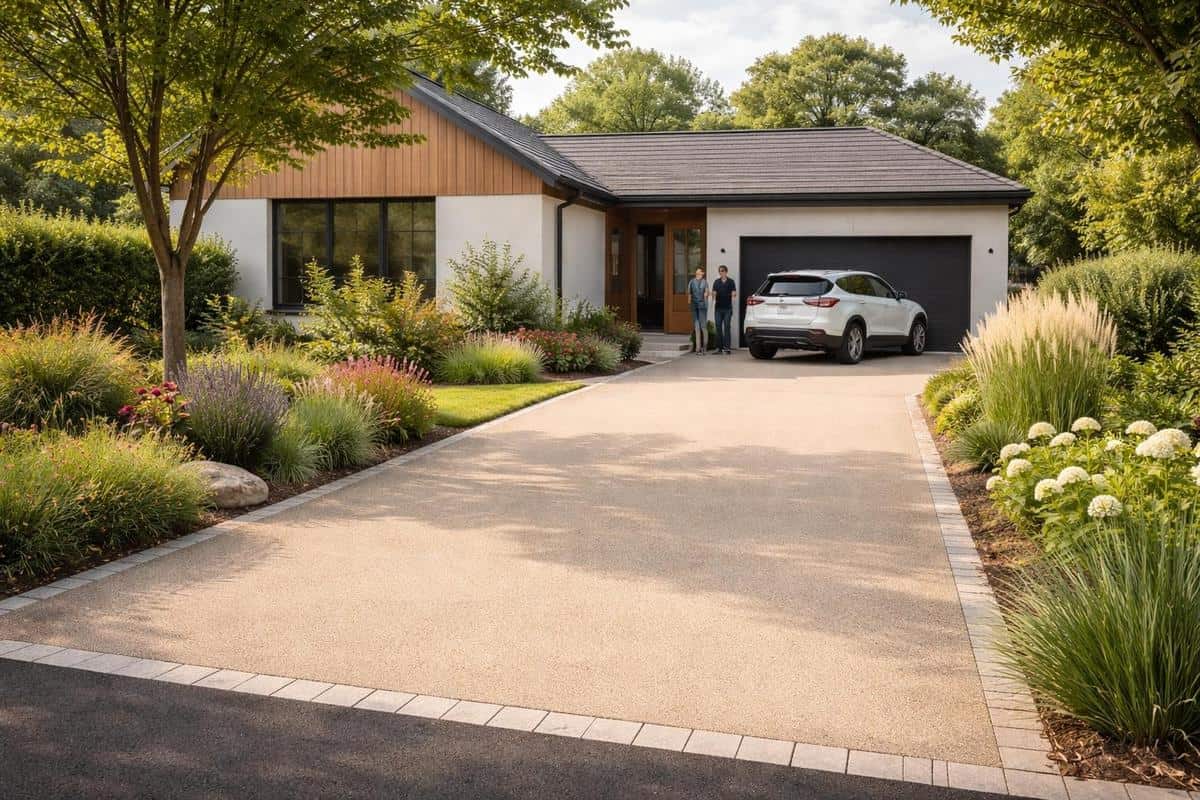 tarmac bitume asphalte écologique biosourcé parking maison revêtement durable aménagement extérieur