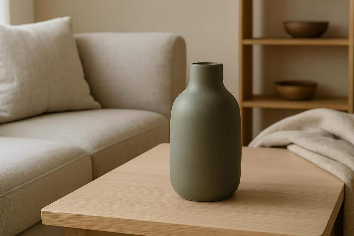 vase en grès émaillé kaki mat céramique artisanale décoration salon 2026 Hay Ferm Living