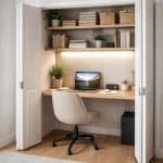 Idée bureau pour petit espace aménagé dans un placard cloffice