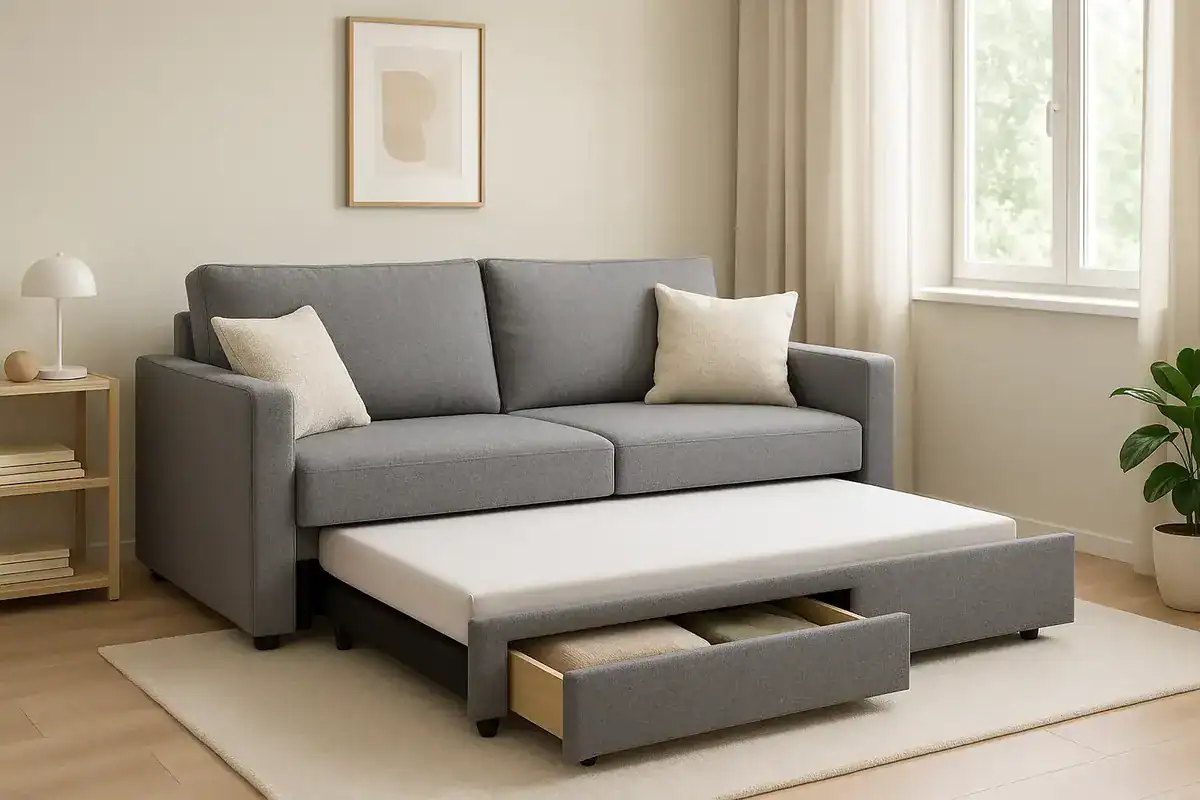 canape lit convertible multifonction avec rangement pour petit salon optimisation espace