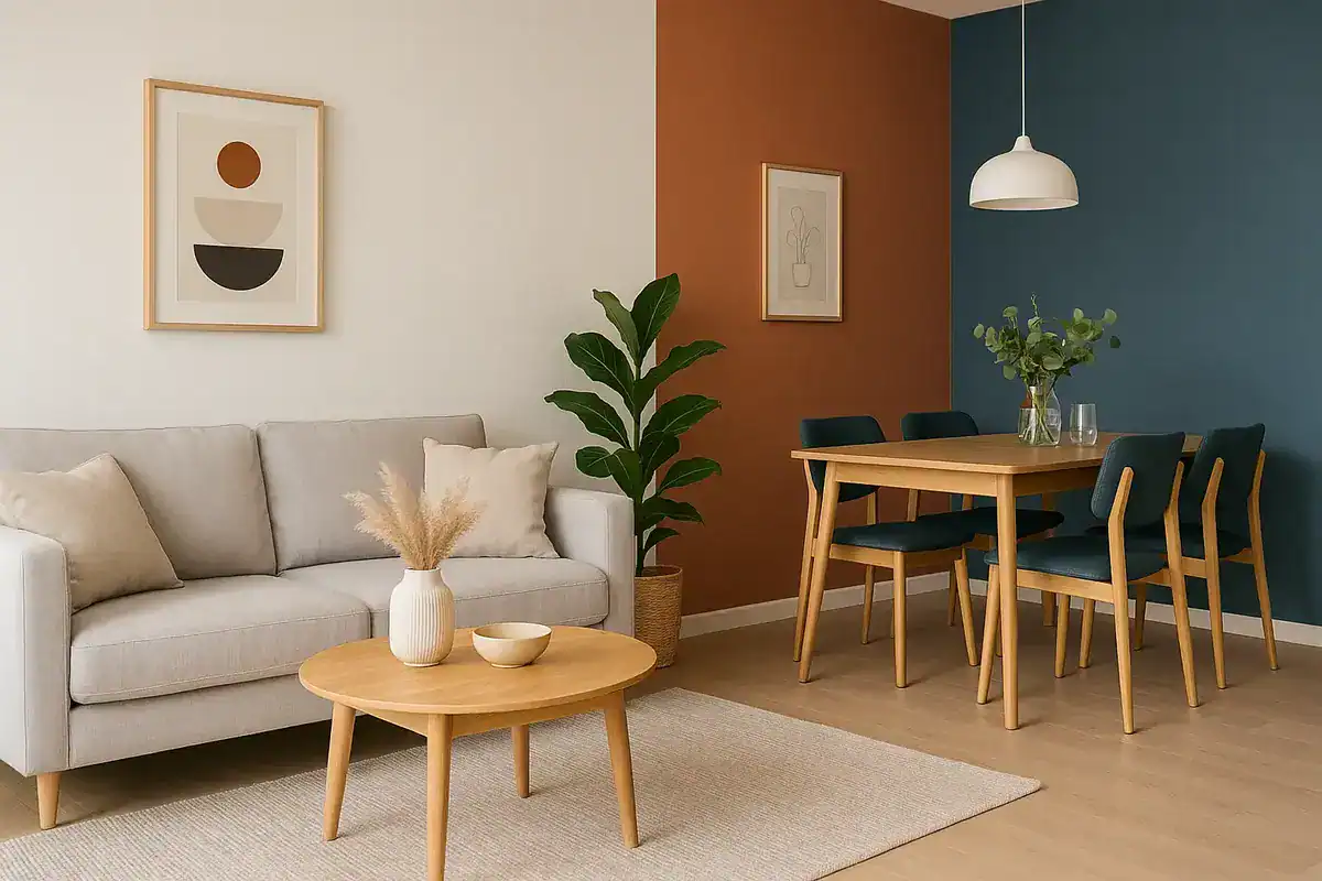 color zoning petit salon salle a manger separation zones fonctionnelles decoration