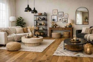 deco salon avec parquet en bois