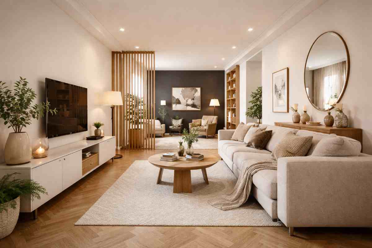 decoration salon rectangulaire