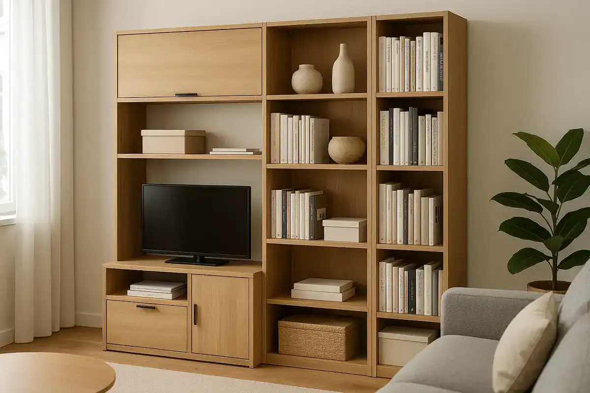 meubles multifonction rangements muraux etageres bibliotheque optimiser espace petit salon