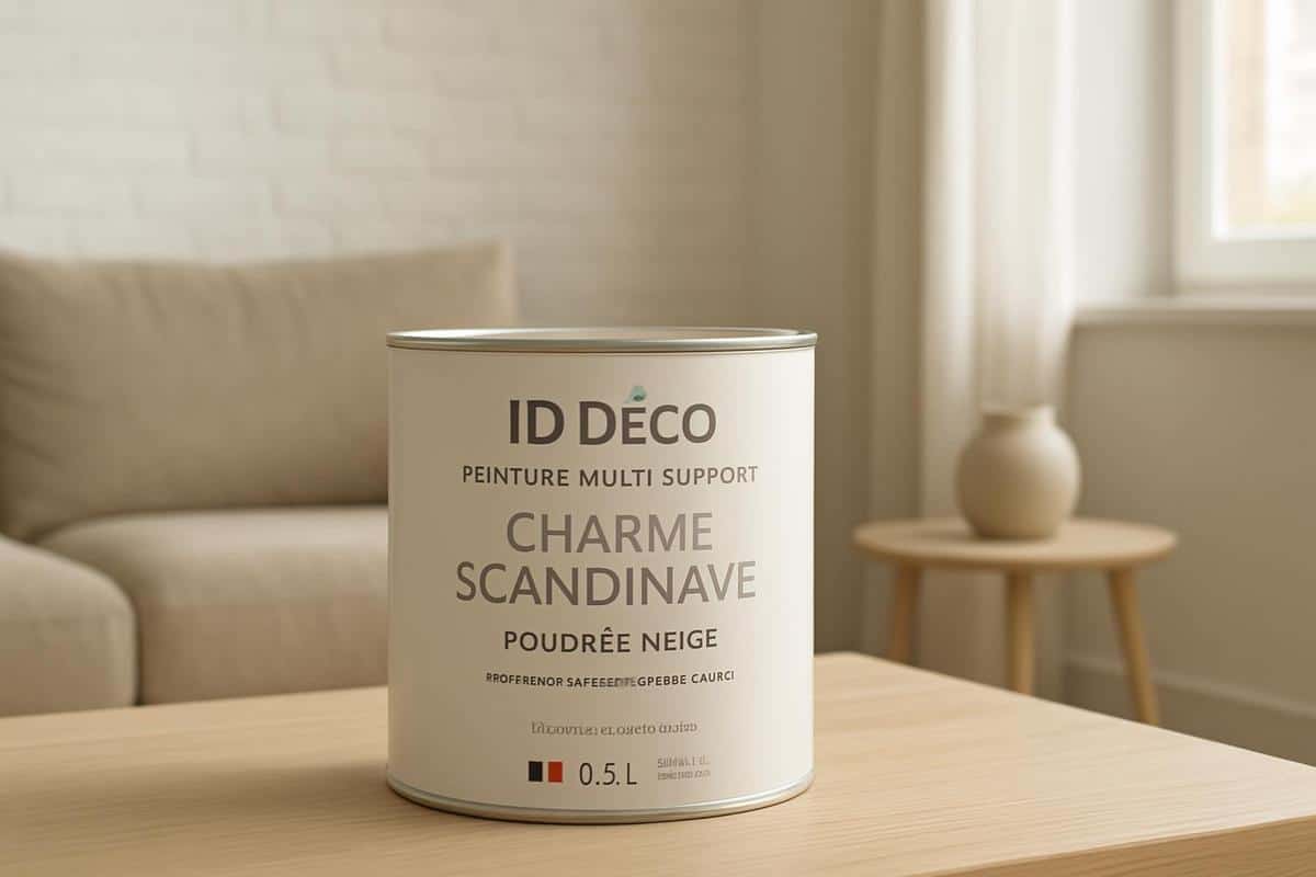 Pot de peinture blanche mate pour murs salon scandinave palette claire et ambiance lumineuse style nordique