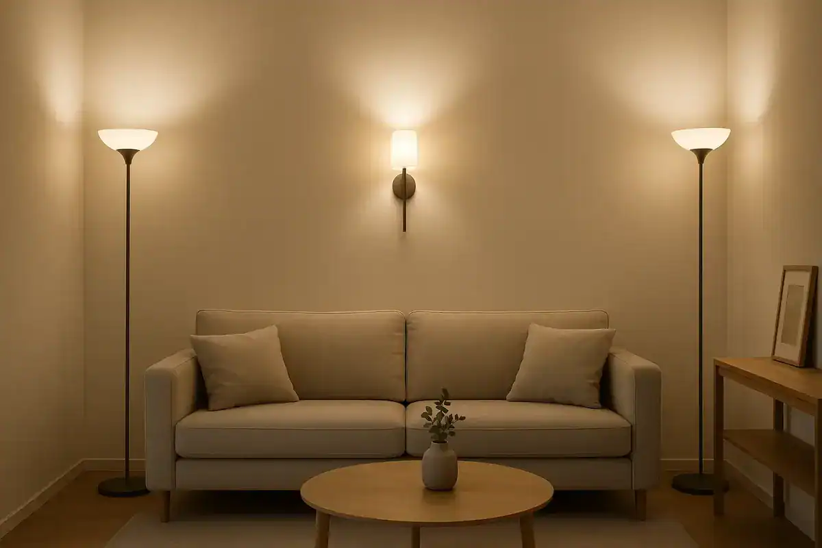 sources eclairage petit salon appliques murales lampadaires luminosite adaptee