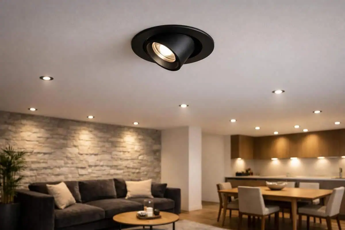 Spots encastrables GU10 LED noir blanc, luminaire plafond discret, éclairage général homogène salon salle à manger