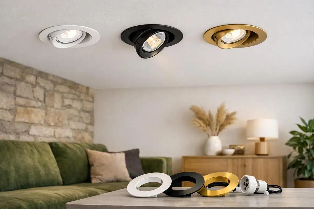 Spots encastrables orientables collerette magnétique interchangeable noir blanc doré, luminaire plafond flexible salon salle à manger