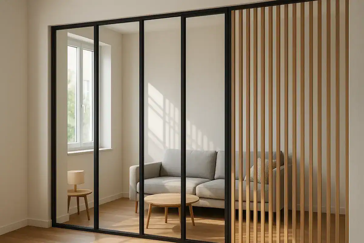 verriere claustra petit salon lumiere naturelle separation zones architecturale