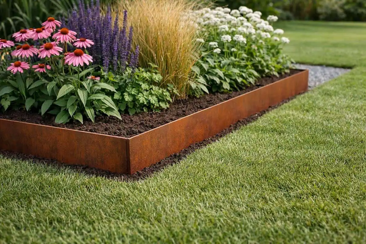 bordures massifs floraux definition nette acier corten aluminium aménagement paysager