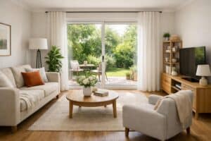 Comment aménager un salon avec porte-fenêtre