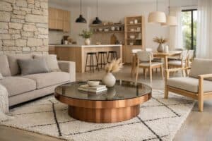 Idée déco salon cuisine ouverte 40m2