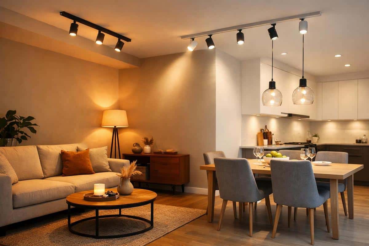 jeux d'ombres température couleur ampoule 2700K 3000K distinction espaces salon