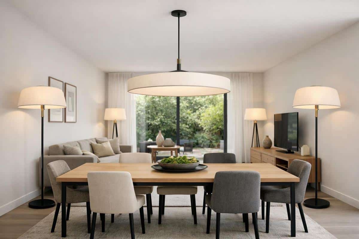 Positionnement optimal des suspensions et lampadaires sur l'axe transversal pour créer une impression de largeur