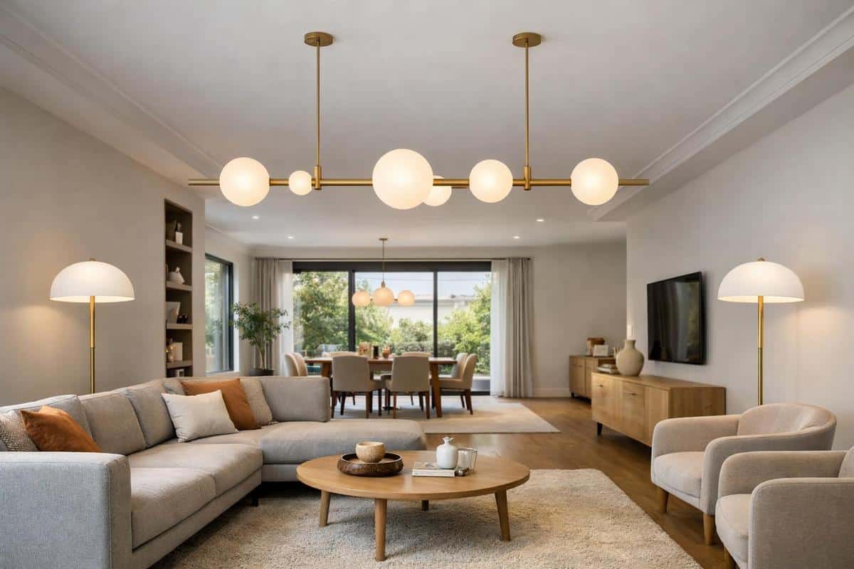 Positionnement optimal des suspensions et lampadaires sur l'axe transversal pour créer une impression de largeur