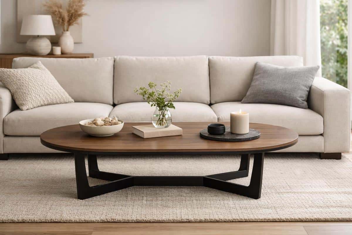 Table basse rectangulaire ovale salon longueur proportions équilibre circulation optimisation