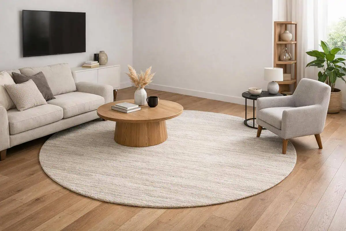 tapis rond salon carré adoucir angles droits salon
